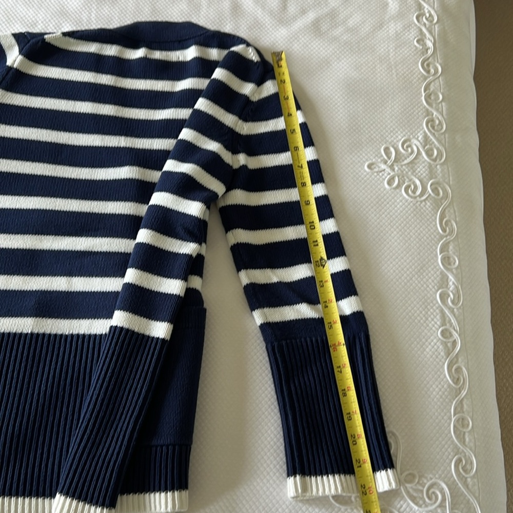Tuckernuck - Navy & White Striped Kerry Long Cotton Cardigan S - Picture 5 of 9